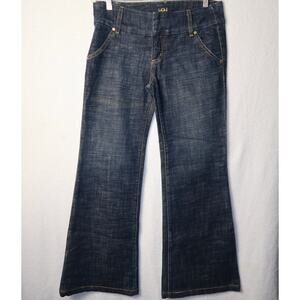 Bebe Premium Denim Jeans Women's 28 Blue Dark Wash Flared Y2K